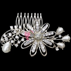 Accesoriu modern pentru decor par CA015LL Argintiu cu cristale si perle